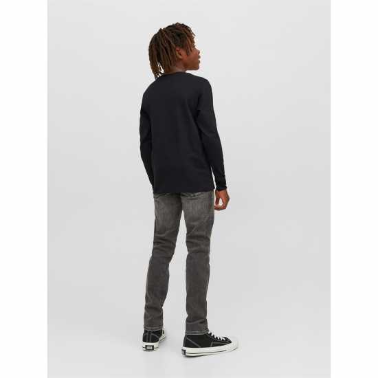 Jack And Jones Kids' Junior&junior Logo Long-Sleeve Regular Fit T-Shirt Black 