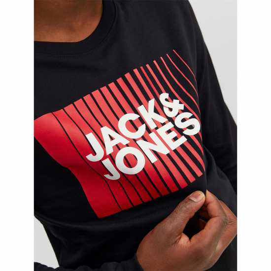 Jack And Jones Kids' Junior&junior Logo Long-Sleeve Regular Fit T-Shirt Black 