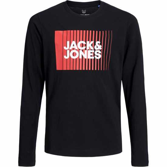 Jack And Jones Kids' Junior&junior Logo Long-Sleeve Regular Fit T-Shirt Black 