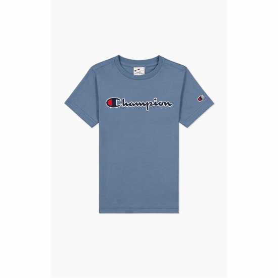 Champion Logo T-Shirt Blue - Детски тениски и фланелки