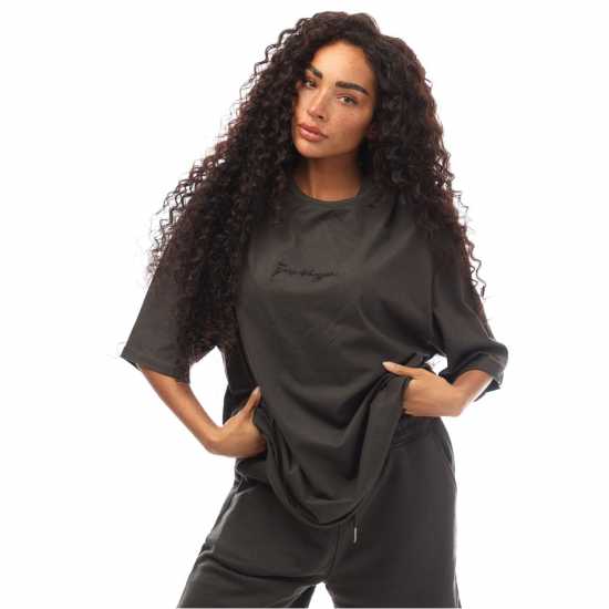 Hype Adults Oversized T-Shirt Черно Hype Adults Oversized T-Shirt Черно