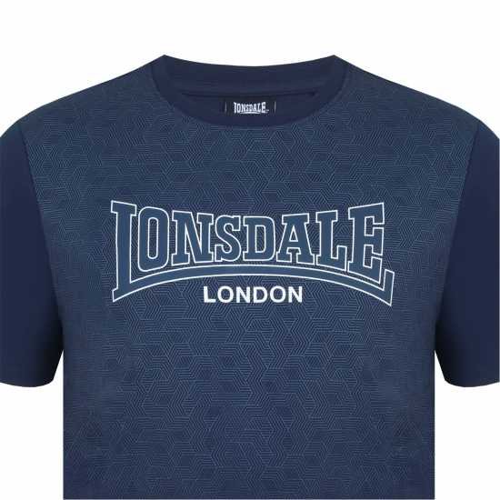 Lonsdale Мъжка Риза Tee Shirt Mens Гео Син Мъжко облекло за едри хора