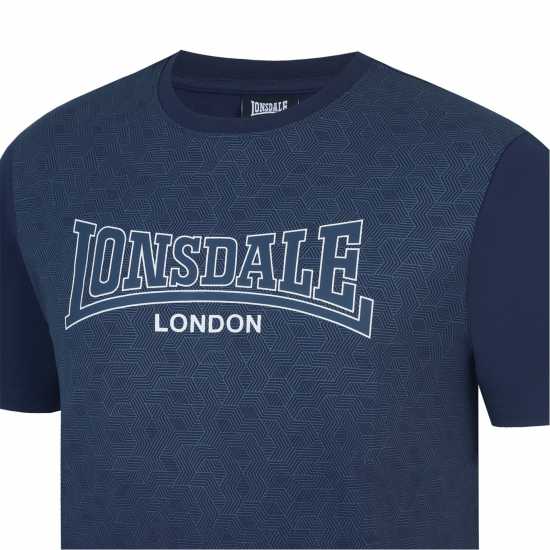 Lonsdale Мъжка Риза Tee Shirt Mens Гео Син Мъжко облекло за едри хора