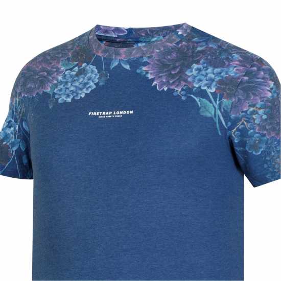 Firetrap Мъжка Тениска Sub T Shirt Mens Navy Floral Мъжко облекло за едри хора
