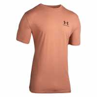 Under Armour Мъжка Тениска Left Chest Logo Short Sleeve T Shirt Mens Cedar Brown Мъжко облекло за едри хора