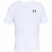 Under Armour Ua Sportstyle Left Chest Short Sleeve Shirt White/Black Мъжко облекло за едри хора