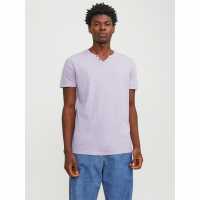 Мъжка Риза Jack And Jones Split Neck T-Shirt Mens Лилава роза 