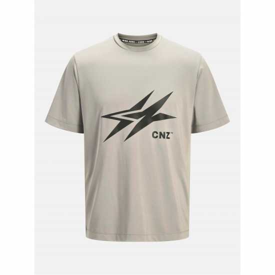 Jack and Jones Men's Logo Oversized T-Shirt Gray Flannel 