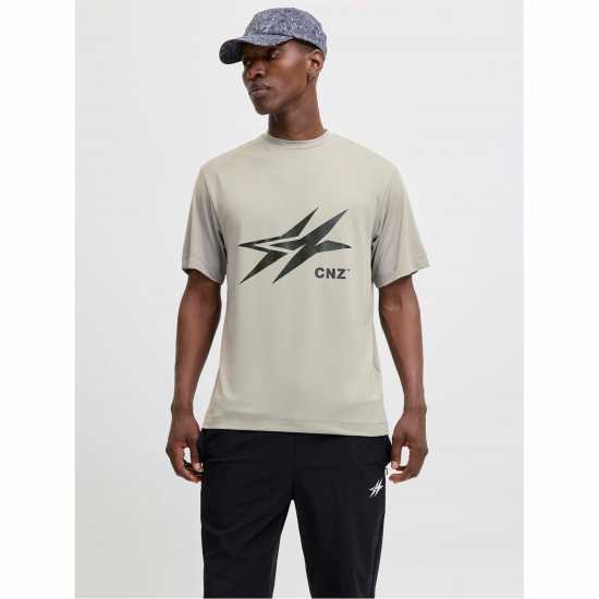 Jack and Jones Men's Logo Oversized T-Shirt Gray Flannel 