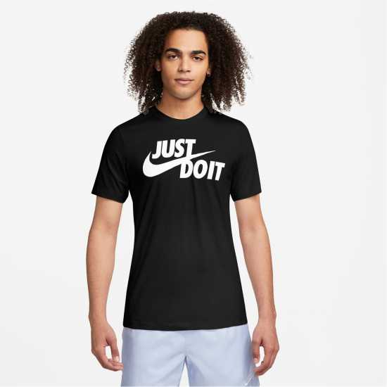Nike Just Do It Swoosh T-Shirt Mens Черно/Бяло Nike Just Do It Swoosh T-Shirt Mens Черно/Бяло