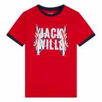 Jack Wills Jw Gbr Ringer Tee Jn99 Tango Red Детски тениски и фланелки