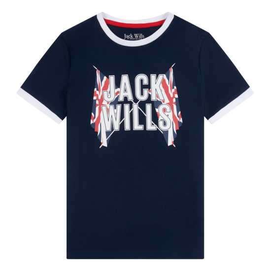 Jack Wills Jw Gbr Ringer Tee Jn99 Navy Blazer Детски тениски и фланелки