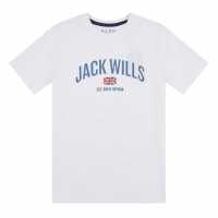 Jack Wills Flag Drop Shldr T Jn99 Bright White Детски тениски и фланелки