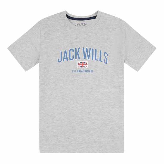 Jack Wills Flag Drop Shldr T Jn99 V Grey Heathr Детски тениски и фланелки