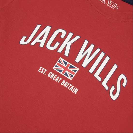 Jack Wills Flag Drop Shldr T Jn99 Brick Red Детски тениски и фланелки