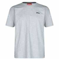 Slazenger Мъжка Риза Plain T-Shirt Mens Сив марл Мъжко облекло за едри хора
