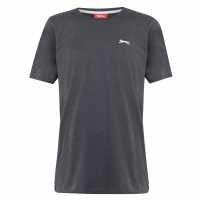 Slazenger Мъжка Риза Plain T-Shirt Mens Тъмно сиво марл Мъжко облекло за едри хора
