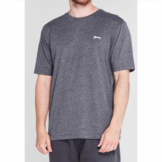Slazenger Мъжка Тениска Plain T Shirt Mens Charcoal Marl Мъжко облекло за едри хора