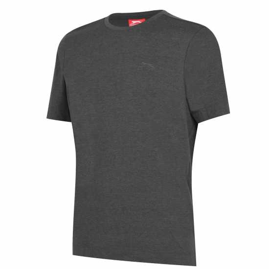 Slazenger Мъжка Тениска Plain T Shirt Mens Charcoal Marl Мъжко облекло за едри хора