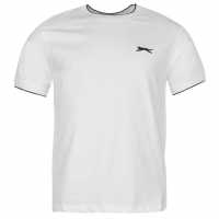 Slazenger Мъжка Тениска Tipped T Shirt Mens Бяло Мъжко облекло за едри хора