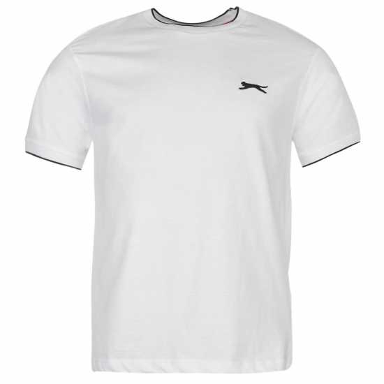Slazenger Мъжка Тениска Tipped T Shirt Mens White Мъжко облекло за едри хора