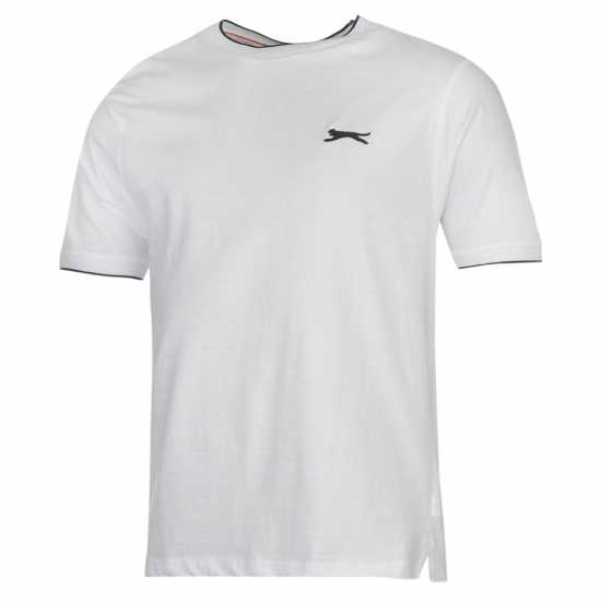 Slazenger Мъжка Тениска Tipped T Shirt Mens White Мъжко облекло за едри хора