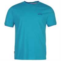 Slazenger Мъжка Тениска Tipped T Shirt Mens Синьо-зелено Мъжко облекло за едри хора