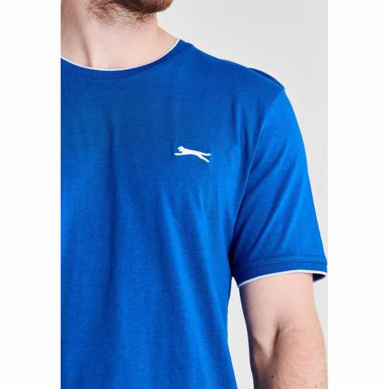 Slazenger Мъжка Тениска Tipped T Shirt Mens Royal Blue Мъжко облекло за едри хора