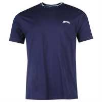 Slazenger Мъжка Тениска Tipped T Shirt Mens Морска синьо Мъжко облекло за едри хора