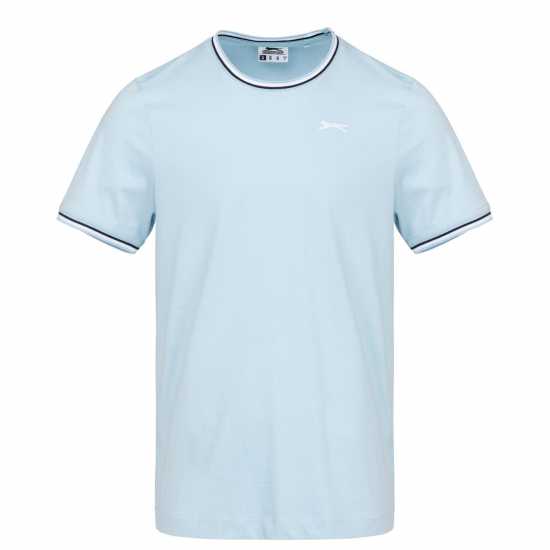 Slazenger Мъжка Тениска Tipped T Shirt Mens Pastel Blue Мъжко облекло за едри хора