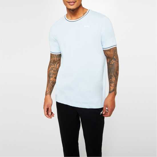 Slazenger Мъжка Тениска Tipped T Shirt Mens Pastel Blue Мъжко облекло за едри хора