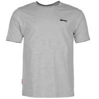 Slazenger Мъжка Тениска Tipped T Shirt Mens Сив марл Мъжко облекло за едри хора
