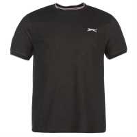 Slazenger Мъжка Тениска Tipped T Shirt Mens Тъмно сиво марл Мъжко облекло за едри хора