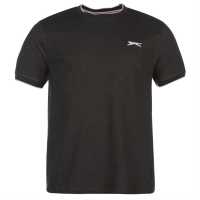 Slazenger Мъжка Тениска Tipped T Shirt Mens Charcoal Marl Мъжко облекло за едри хора