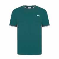 Slazenger Мъжка Тениска Tipped T Shirt Mens Горско зелено 
