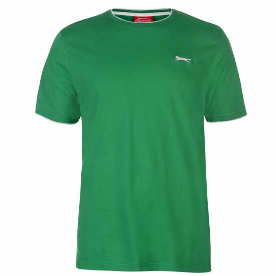 Slazenger Мъжка Тениска Tipped T Shirt Mens Bright Green Мъжко облекло за едри хора