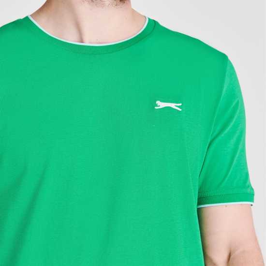 Slazenger Мъжка Тениска Tipped T Shirt Mens Bright Green Мъжко облекло за едри хора