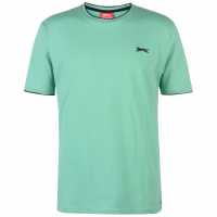 Slazenger Мъжка Тениска Tipped T Shirt Mens Mint Green Мъжко облекло за едри хора
