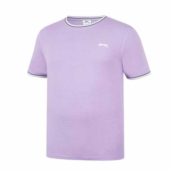 Slazenger Мъжка Тениска Tipped T Shirt Mens Lavender - Мъжко облекло за едри хора