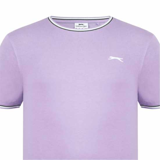 Slazenger Мъжка Тениска Tipped T Shirt Mens Lavender - Мъжко облекло за едри хора