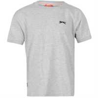 Slazenger Тениска Junior Boys Plain Tee Shirt Сив марл Мъжки тениски и фланелки