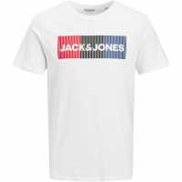 Jack And Jones Тениска С Лого Logo Tee Plus Size White Мъжко облекло за едри хора