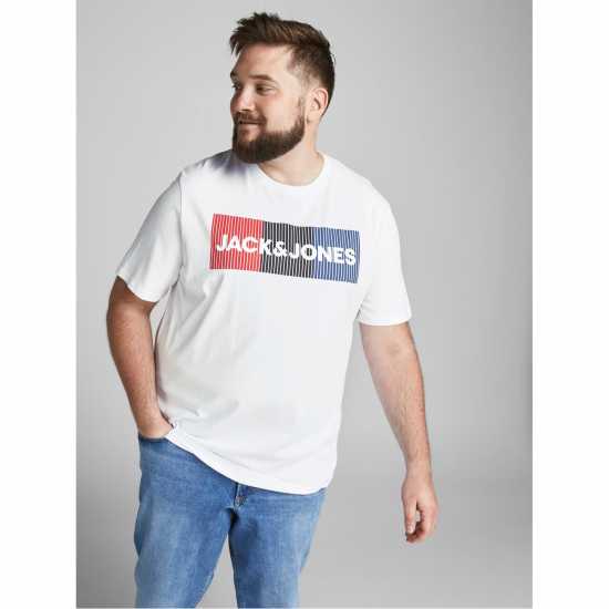 Jack And Jones Тениска С Лого Logo Tee Plus Size White Мъжко облекло за едри хора