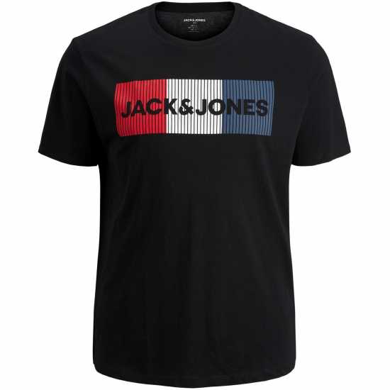 Jack And Jones Тениска С Лого Logo Tee Plus Size Black Мъжко облекло за едри хора