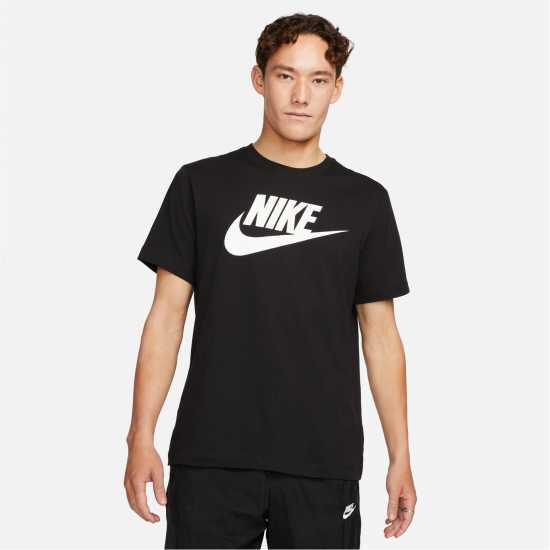 Nike Мъжка Риза Icon Futura T-Shirt Mens Черно/Бяло Nike Мъжка Риза Icon Futura T-Shirt Mens Черно/Бяло