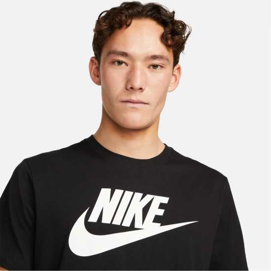 Nike Мъжка Риза Icon Futura T-Shirt Mens Черно/Бяло Nike Мъжка Риза Icon Futura T-Shirt Mens Черно/Бяло