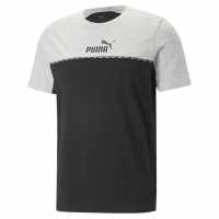 Puma Мъжка Тениска Essential Block X Tape T Shirt Mens Grey Heather Мъжки ризи