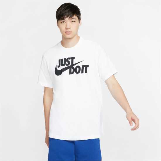 Nike Sportswear JDI Men's T-Shirt White/Black Мъжко облекло за едри хора
