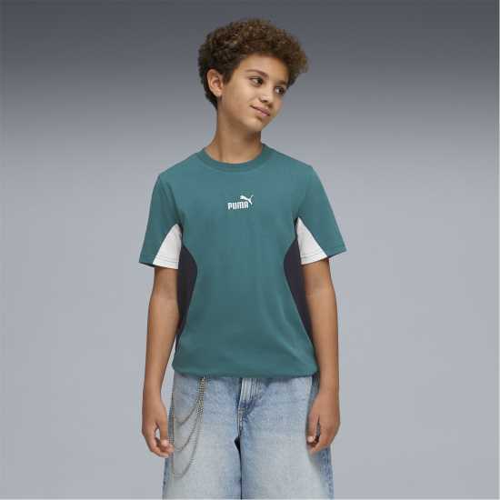 Puma Colr Block Tee Jn63 Emerald 
