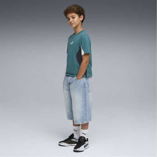 Puma Colr Block Tee Jn63 Emerald 